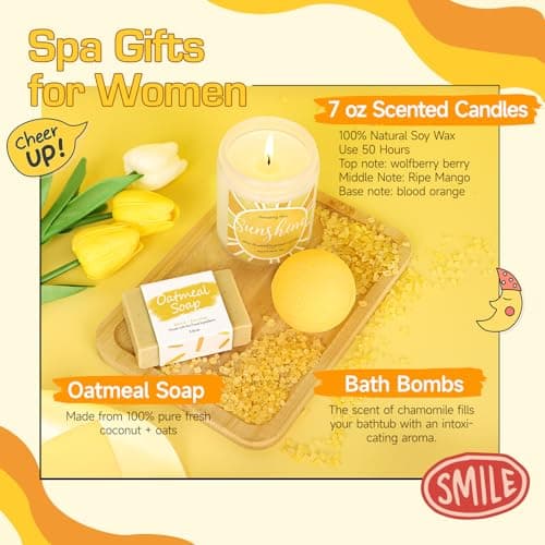 Gift Baskets for Women, 10pcs Unique Birthday Gifts for Women, Best Friend Birthday Xmas Gifts, Get Well Soon Gift Basket Sending Sunshine Cheer Up Box for Sister Friendship - BRIGHTEN UP HER DAY!