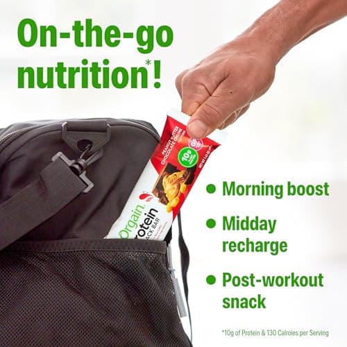 Orgain Organic Vegan Protein Bars, Peanut Butter Chocolate Chunk - 10g Plant Based Protein, Low Calorie Healthy Snacks, No Lactose or Soy Ingredients, Gluten Free, Non-GMO - 1.41 Oz (Pack of 12)