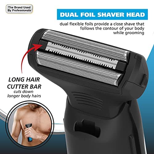 Wahl Manscaper® Total Body Grooming and Your Hair Down There Rechargeable Deluxe Hair Trimmer and Shaver with Safe-Touch Detachable Stainless Steel Precision Blades - Model 5708