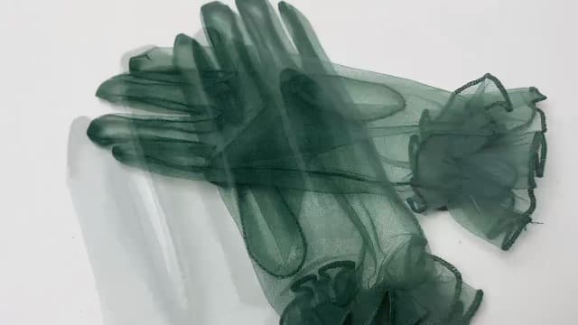 QRBTSCL Women's Ruffled Tulle Mesh Gloves Wedding Party Gloves Short Prom Evening Glove