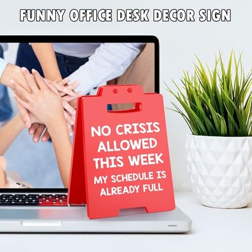 Funny Office Desk Decor Boss Sign, Bosses Day Gifts for Women Men Manager Supervisor Leader Lady Famale Male, Christmas White Elephant Gifts for Teacher Principal Coworker Cubicle Accessories Red Sign
