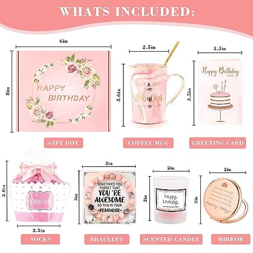 Birthday Gifts for Women Happy Birthday Gift Baskets for Women Unique Not A Day Over Fabulous Mug Gift ideas Pink Gifts Box Set Presents for Her Friends Mom Sister Wife Coworkers Daughter Aunt Mom