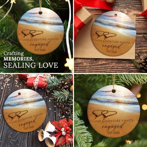 Wedding Gifts Engagement Gifts for Couples 2025 First Christmas Engaged Ornament 2025 Just Engaged Bachelorette Gift Happy Engagement Gift for Newly Engageds Couples Bride to be Her Women Fiance(1)