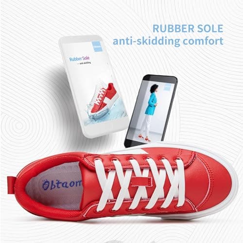 Obtaom Women Tennis Fashion Shoes Casual PU Leather Sneakers Comfortable Court Sneakers