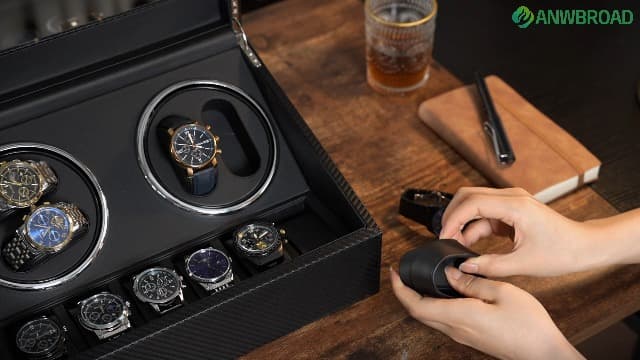 ANWBROAD ANWBROAD Watch Winders for Automatic Watches, Automatic Watch Winder with 4 Watch Rotator and 6 Extra Storages, 4 Watch Winder with Japanese Quiet Motor, Carbon Fiber Watch Winder,UJWW012C