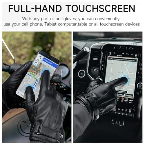 OZERO Mens Winter Gloves Nappa Leather Warm Wool Touchscreen Dress Glove - Thermal Gifts for Dad or Husband