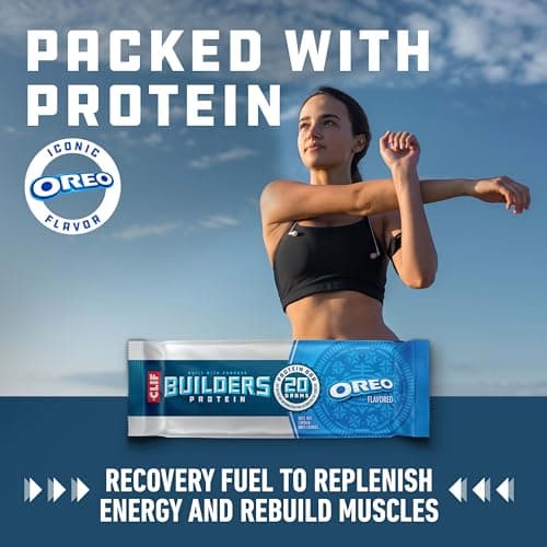 CLIF BUILDERS Protein Bars - OREO-Flavored - 20g Plant Based Protein - Gluten Free - Non-GMO - Low Glycemic - No Artificial Sweeteners - 2.4 oz. (12 Pack)