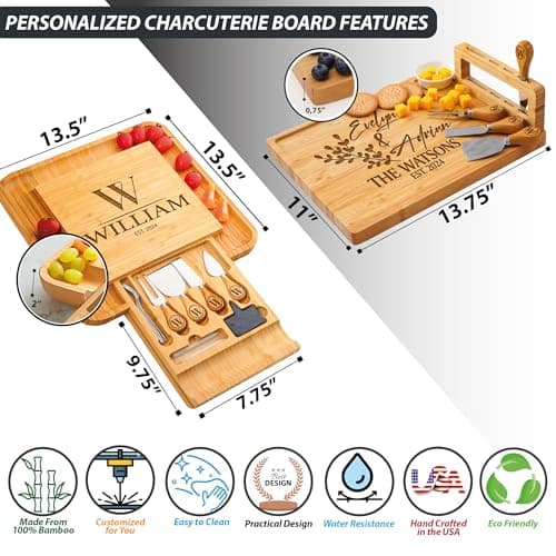 Personalized Charcuterie Board Gifts Set for Best Friends, Custom Large Cheese Board for Wedding, Anniversary, Birthday, Housewarming, Engagement, Party, New Home Gift Couple