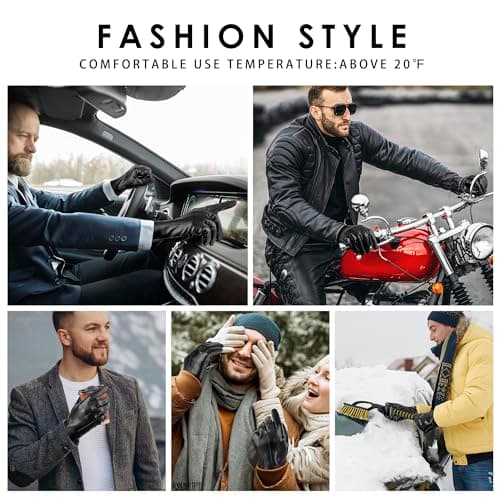 TOSWAKE Leather Gloves for Men 2 Pack, Winter Gloves PU Warm Thermal Wool Lined, Mens Gloves Touchscreen Texting for Driving