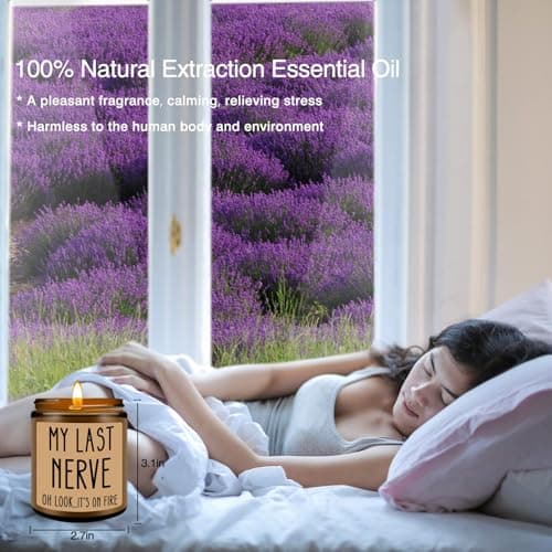 Homsolver Birthday Gifts for Women, Funny Friendship Gift for Best Friend - My Last Nerve Lavender Candle - Unique Birthday Gifts for Women, Her, Mom, BFF, Sister
