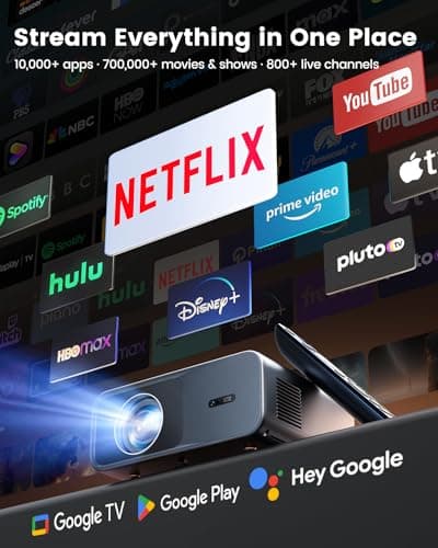 [Official Google TV]Smart-Outdoor-Projector 4K Supported, Home Theater Projector with Wi-Fi 6 & Bluetooth, Movie Proyector with Dolby for Indoor & Outdoor WIMIUS G1 (Gray, Standard)