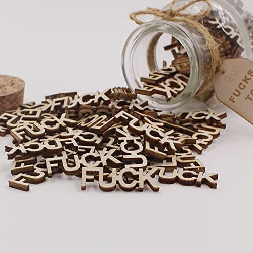 fuc k jar（5oz）Gift Jar,Fuc ks to Give,Fuc k Wooden Cutout Letter Piece Bad Mood Vent Spoof Birthday Day,Holiday, Thanksgiving Christmas Gifts to Friend,gag Funny Gift