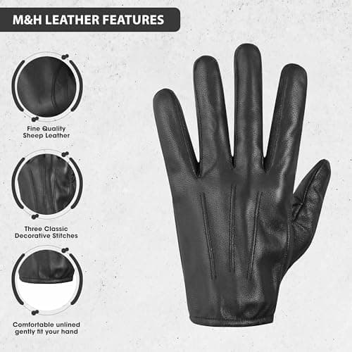 M&H Since 1978 Driving Gloves for Men - Mens Leather Car Gloves