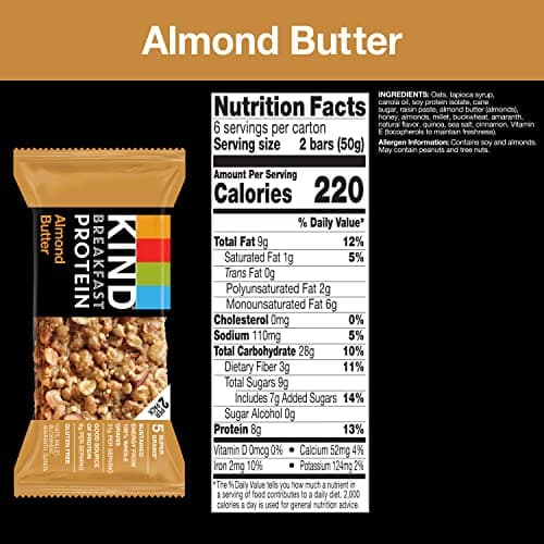 KIND Breakfast Protein Bars, Almond Butter, Healthy Snacks, Gluten Free, 8g Protein, 6 Count