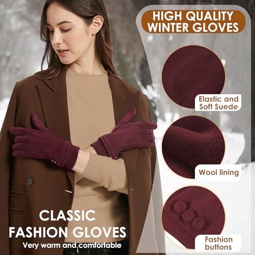 Dsane Womens Gloves Winter Touch Screen Texting Phone Windproof Gloves for Women Fleece Lined Thick Warm Gloves
