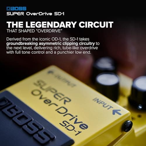 BOSS SD-1 SUPER Overdrive | Compact Overdrive Pedal | Genre-Defining Sound & Feel | Unique Clipping Circuitry Produces Tube-Like Characteristics | Dynamic Tone Options | Easy-To-Use Controls
