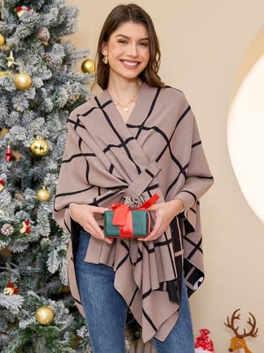 Moss Rose Women's Shawl Wrap Poncho Ruana Cape Open Front Cardigan Shawls for Fall Winter
