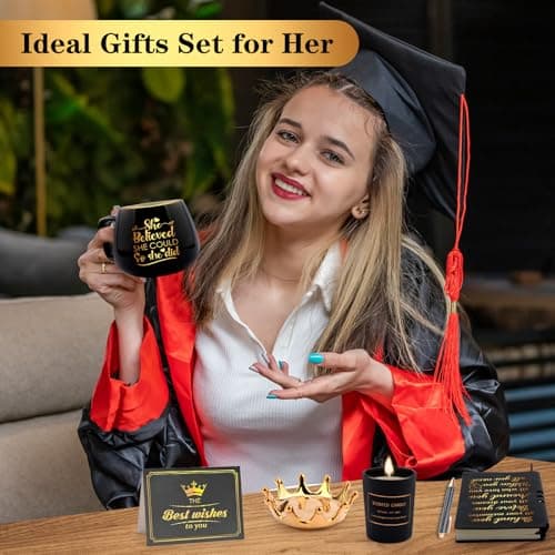 Graduation Gifts for Her, Congratulations Gifts for Women, High School Nurse College Graduation Gift Class of 2025 Friends Sisters, She Believed She Could So She Did Crown Cup Coffee Mug Inspirational