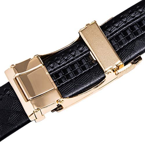 Dubulle Designer Ratchet Belt for Men Leather Fashion Adjustable Automatic Buckle Sliding Removable Dress Casual