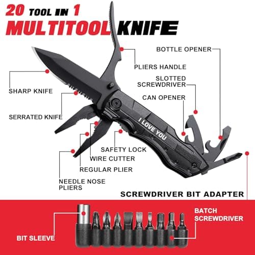 Gifts for Boyfriend Husband Him, Multitool Knife“I LOVE YOU”, Valentines Day Unique Gifts, Tools Gadgets Gifts for Him, Christmas Stocking Stuffers, Anniversary, Birthday Gift Ideas, Husband Gifts