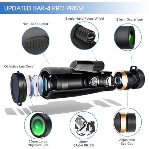 12x60 Monocular Telescope with Smartphone Holder & Upgraded Tripod, High Powered SMC & BAK4 Scope, Birthday Gifts for Men Dad Him Husband Teen, Gifts for Christmas, Outdoors Survival Hiking Gear