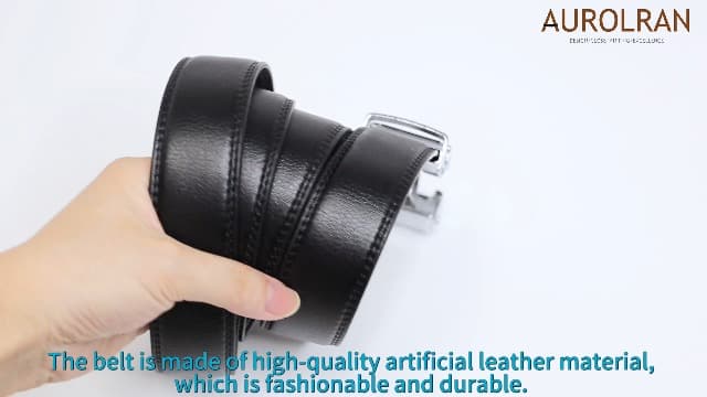 Aurolran Men&Womens Leather Dress Belt Business Automatic Buckle Belt Color-Black Silver Gold