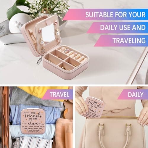 Friendship Gifts for Women Jewelry Box, Best Friend Bestie Gifts, Birthday Gifts for Women Friendship, Good Friends Are Like Stars Jewelry Case, Cool Gifts for Female Friend Jewelry Organizer Holder