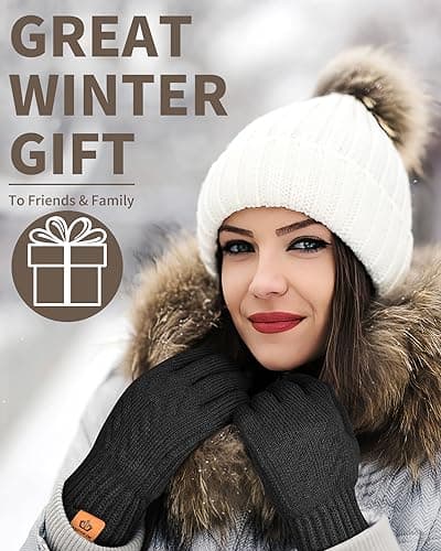 ARFNKIM Thermal Winter Gloves-Fleece Lining Touch Screen Knit Stretchy Warm Gloves for Running Cycling Riding- Men Women