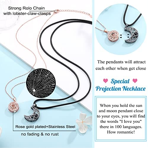 UPROMI Couple Necklace for Boyfriend/Girlfriend/Husband/Man/Soulmate, Anniversary Christmas Birthday Wedding Gifts for Him Her