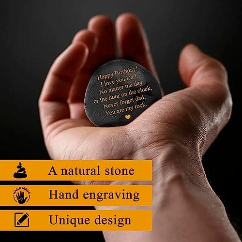 VELENTI Dad Birthday Gifts Decorative Stones - You are My Rock Engraved Decorative Accessories - Heartwarming Birthday Gift for Dad - Happy Birthday Dads Gift from Son, Daughter