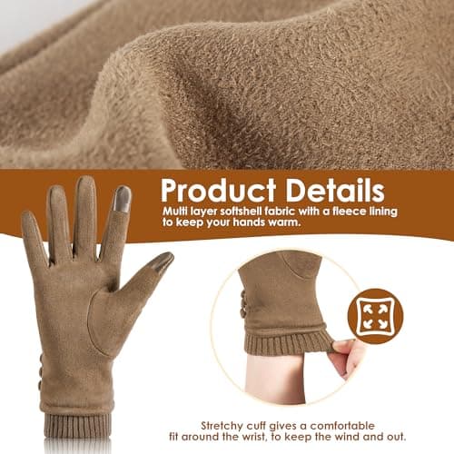 Dsane Womens Gloves Winter Touch Screen Texting Phone Windproof Gloves for Women Fleece Lined Thick Warm Gloves