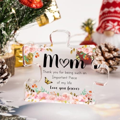 Gifts for Mom - Delicate Mom Birthday Gifts from Daughter Son - Engraved Acrylic Block Puzzle Piece 3.9 x 3.3 inch - Mothers Day Christmas Birthday Gifts for Mom, Ideas