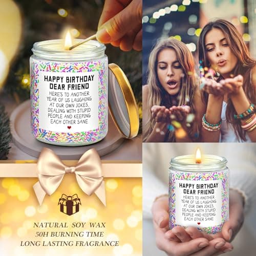 Happy Birthday Gifts for Women, Best Friends, BFF Friendship Gift for Women Funny Gifts for Woman, Best Friends, Her, Sister, Female, Coworker, Girlfriend, Bestie Christmas Candles Gift