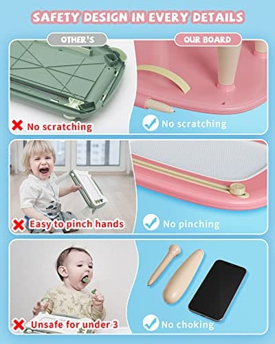Kikapabi Toddler Magnetic Drawing Board - 1st Birthday Gifts for 1 2 3 Year Old Girls & Boys, Learning Doodle Board, Educational Toys for Baby (Pink)