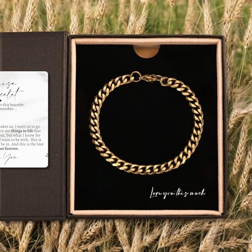 Love You This Much Promise Cuban Bracelet, Romantic Gift for Boyfriend, Appreciation Gift for Boyfriend, Cute Small Gift for Boyfriend, Thoughtful Boyfriend