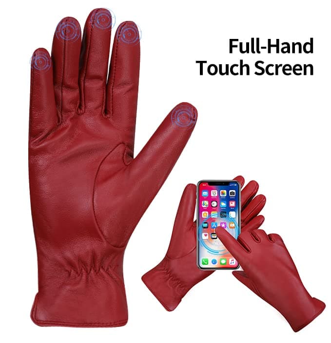 MGGMOKAY Womens Nappa Lambskin Leather Gloves Warm Cashmere Lined