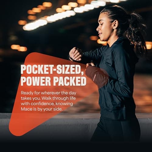 Mace Pepper Spray - Max Police Strength OC with UV Dye, Fast Flip Top, Ergonomic Finger Grip, 12 Feet Range, 0.63 oz Personal Model, Self Defense Pepper Spray for Women & Men