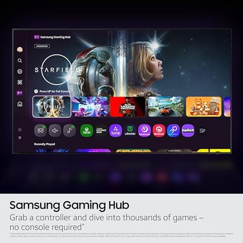 Samsung 50-Inch Class Crystal UHD U8000F 4K Smart TV (2025 Model) Endless Free Content, Crystal Processor 4K, MetalStream Design, Knox Security, Alexa Built-in