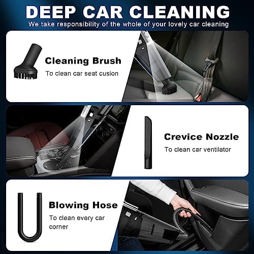 DRECELL Car Vacuum, Portable Vacuum Cleaner with Powerful 7000PA Suction, DC 12V Power 16.4Ft Cord Vacuum Cleaner, LED Light, 0.33L Capacity, Car Accessories for Men/Women