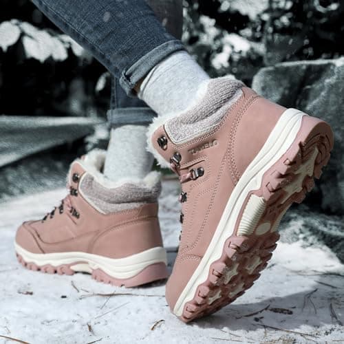 TARELO SINCE 1986 TARELO Womens Hiking Boots Fur Lined Snow Shoes Winter Warm Ankle Booties Lady Non Slip Walking Fashion Boot