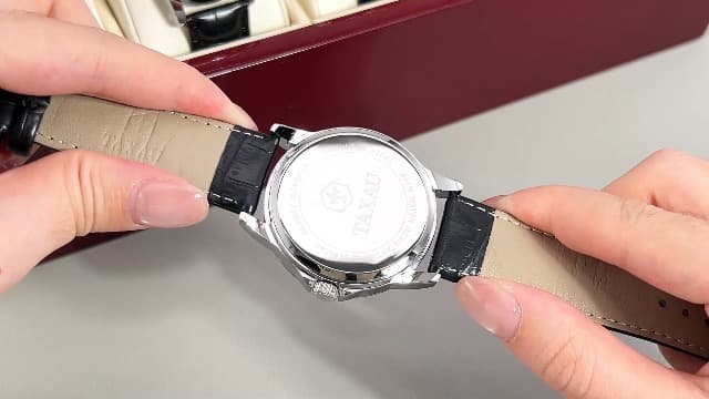 Taxau Men's Watches Leather Band Stainless Steel Quartz Analog Watch Luxury Waterproof Watches for Men Dress Men's Wrist Watch with Day Date Arabic Numeral Relojes para Hombre