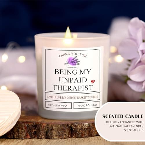 Thank You for Being My Unpaid Therapist - Friendship Gifts for Women Scented Candles Birthday Gifts for Friends Work Besties Mom Female Roommate Ideas Gifts