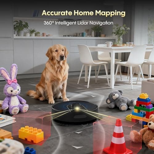 Bagotte Robot Vacuum and Mop, Robot Vacuum Self Emptying, 5000Pa Powerful Suction, 90-Day Hands-Free, Advanced Smart Mapping, LiDAR Navigation Robotic Vacuum for Pet Hair, Dust, Carpet, WiFi/App/Alexa