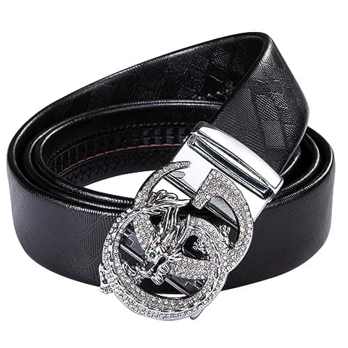 Dubulle Designer Mens Belts, Sliding Automatic Buckle Ratchet Dress Belt TOP Genuine Leather Strap Gifts