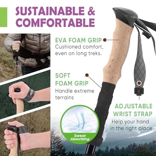 Trekology Trek-Z Collapsible Hiking & Trekking Poles - Balance Support for Seniors, Women, and Men, 2pc Per Set