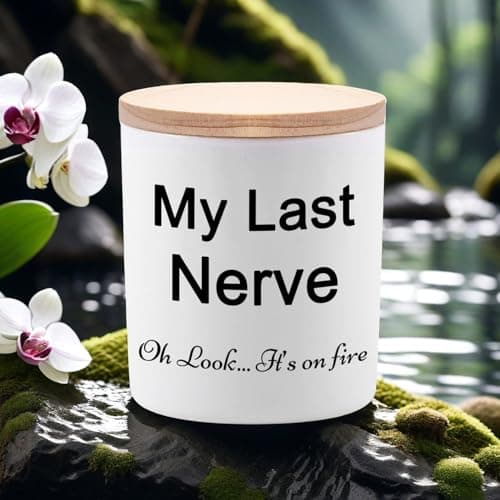 BFJLIFE Candles Gifts for Women Funny Unique Novelty My Last Nerve Candle Christmas Birthday Gift for Sister Best Friend Stocking Stuffers for Women Lavender Scented Soy Candle