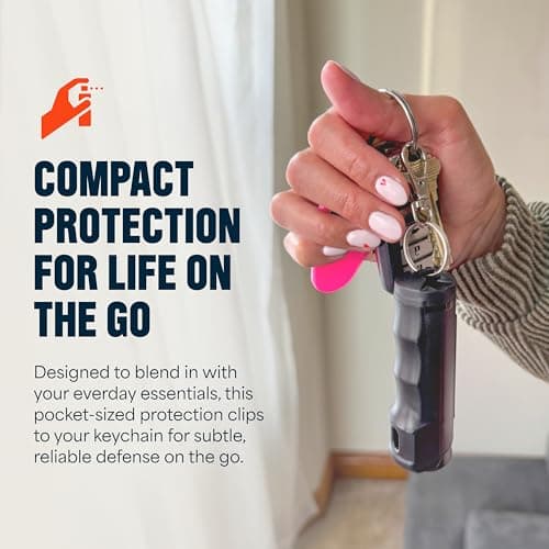 Mace Pepper Spray - Maximum Police Strength OC with UV Dye, Fast Flip Top, Ergonomic Finger Grip, Easy Carry Keychain, 12 Feet Range, 0.42 oz Compact Model, Self Defense Pepper Spray for Women & Men