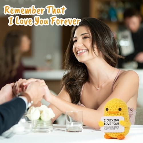 MBL Anniversary for Men Women Her - Funny Small Cute Crochet Duck Gifts for Women Men Wife Husband Girlfriend Boyfriend Fiance Couple Lover Him Birthday Wedding Christmas Stocking Stuffers Present