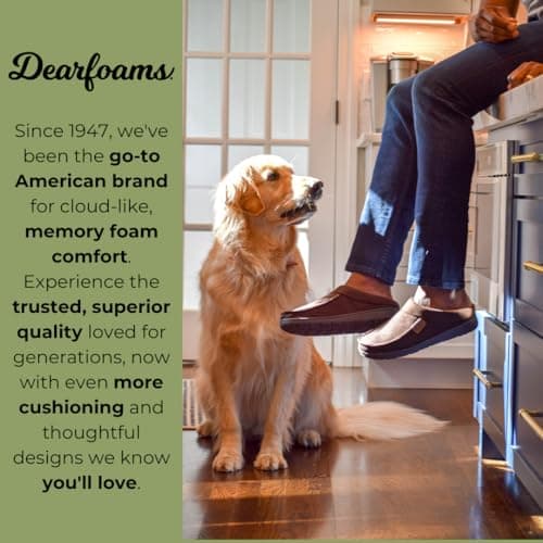 Dearfoams Men’s Brendan Indoor/Outdoor Breathable Memory Foam Clog House Shoe with Wide Widths Slipper