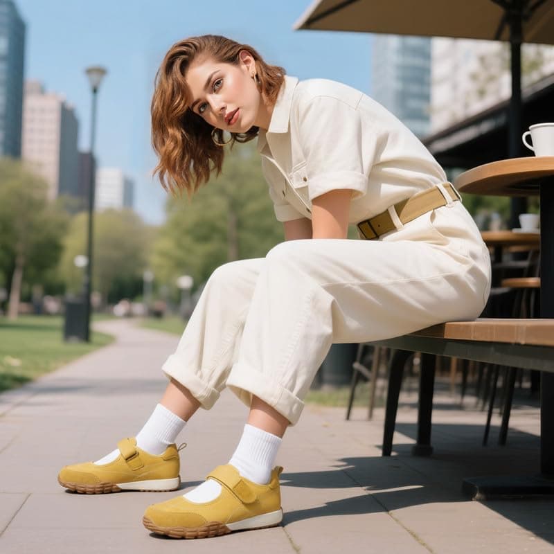 COOLLULU Mary Jane Shoes Sneakers for Women Fashion Ballet Sneakers with Foam Insole Non Slip Sneakerinas Retro Tennis Lightweight Flats Footwear for Daily Walking Causal Dressy